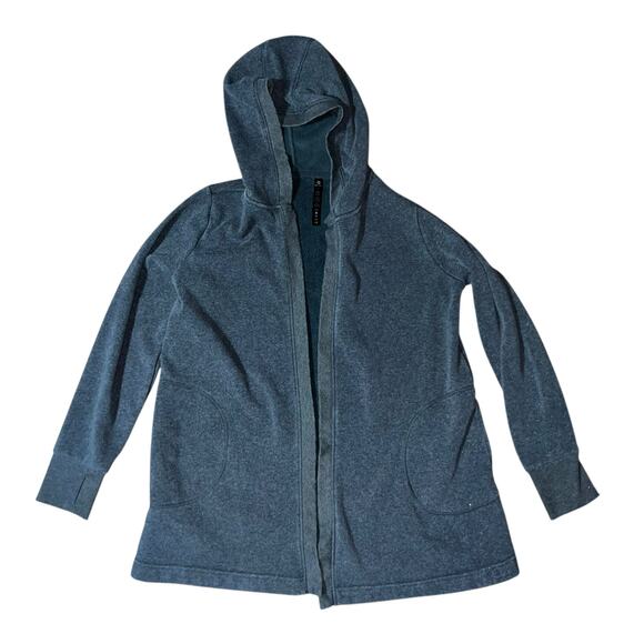 90 Degree Reflex Hooded Cardigan L Longline Open Front Gray Sweatshirt - Picture 7 of 7